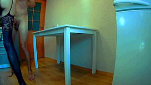 WOW CUTE SLIM MILF COUPLE SHARES STEAMY HOMEMADE ANAL IN STOCKINGS!