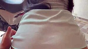 colombian cutie mounts neighbor's cock outside house for public creampie thrill