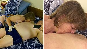 Granny Carmen Deepthroats Cock Swallows Cum in Closeup Mature Slut Frenzy