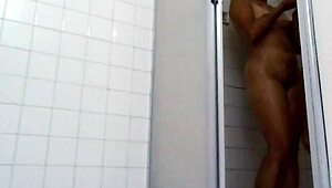 Skinny real couple drenches bathroom shower in wet passionate sex