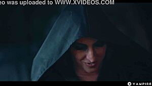 Vampire lesbians dominate pretty slaves in sensual threesome face sitting scissoring submission