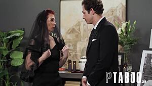 tattooed gilf ruby soaks up jayd's cum while he offers condolences