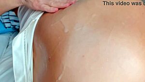 old lady in extreme kamasutra creampie with cum on saggy tits and ass