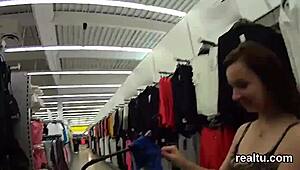 perfect czech teen stripped and teased in shop before pov anal screw