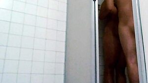 Skinny real couple drenches bathroom shower in wet passionate sex