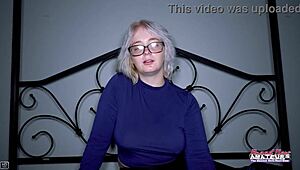 dirty silver blonde annie archer deepthroats toy pussy anal ass cum facial