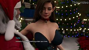 Sexy Babe Takes Old Man's Hard Cock In Santa Fuck Fest