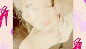 Flashing my pierced mature pussy in crotchless pantyhose stockings for fetish music video with fat bbw legs