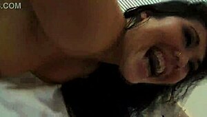 Busty Asian London Keyes pussy drilled hard post slippery poolside oil massage!