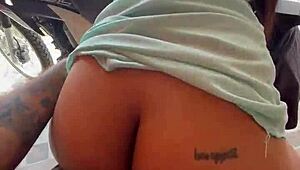 colombian cutie mounts neighbor's cock outside house for public creampie thrill