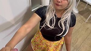 Milf Latina deepthroats massive cock through gloryhole in bunny cosplay