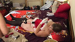 Granny Carmen Shoves Dildo Deep in Holiday Christmas Fuck Frenzy