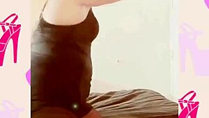 Flashing my pierced mature pussy in crotchless pantyhose stockings for fetish music video with fat bbw legs