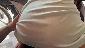 colombian cutie mounts neighbor's cock outside house for public creampie thrill