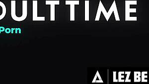 Angry scarlett alexis drills gf nicole aria's pussy rough with strapon fury.