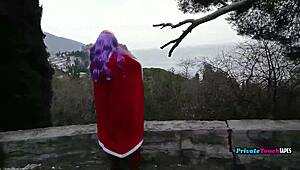 Wet Chubby Russian Cosplay Girl Fingers Pussy Before Outdoor Fuck