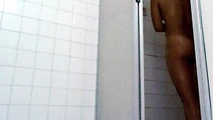 Skinny real couple drenches bathroom shower in wet passionate sex