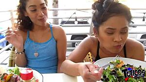 yo check this 18yo latina and tiny filipina interracial threesome airbnb bts miami beach violet rae sarah lace shimmy cash