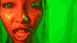 Ebony vampire seduces asian girl into mind-bending lesbian horror trance kiss
