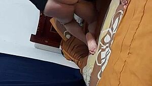 Homemade couple enjoys domination ass worship with huge big ass latina neighbor in sexy lingerie