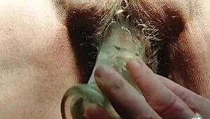 german granny slut fucks hairy beaver with huge dildo