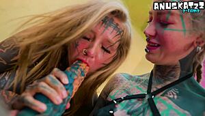 Ever wondered how far two alt babes' asses stretch with those freaky alien dildos?