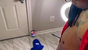 SLUTTY POSTAL WORKER GAGS ON MONSTER BLACK COCK WITH SLOPPY DEEPTHROAT!!