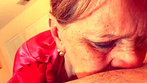 yo this bbw granny in red hood sucks like crazy 🍆😍 stockings fishnets moaning blue eyes