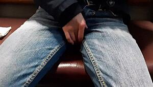i risk it all masturbating skinny jeans pussy on crowded public train to orgasm