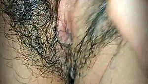 next door chubby wife and hubby go close-up with hairy pussy action