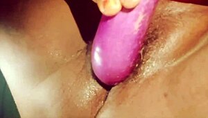 curious village girl experiments with brinjal in her wet folds out in the country