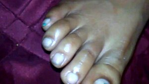 god, i love givin' this ebony footjob till cumshot explodes