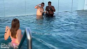 Teen Double Penetrated by BBC and Colombian Cock After Pool!