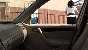 Alia Janine big boob brunette craves sucking random glory hole cocks