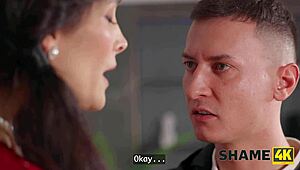 he discovers this milf's dirty secret. rough sex with big cock in stockings