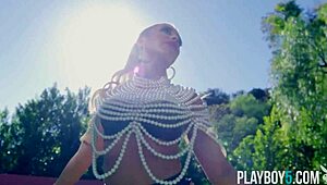 blonde bombshell allie nicole poses her bubble butt then strips slow for playboy