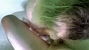 her mouth overflows with my hot cum after sneaky bathroom suck
