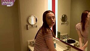 Stepdaughter Reese Robbins rides stepdad Seth Brogan cowgirl creampie