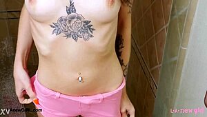 Sweet Blonde Teen Unveils Sexy Bath Body Display For Daddy