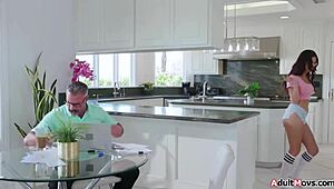 daddy caught jerking off on stepdaughter's tight pussy squirting