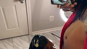 SLUTTY POSTAL WORKER GAGS ON MONSTER BLACK COCK WITH SLOPPY DEEPTHROAT!!