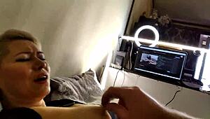 im pulling my whore's huge nipples hard... come on bitch show these guys your sloppy cunt ride