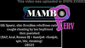 gih spanic's slim brazilian body caught cheating punished with dap anal bbc rimming in garage