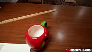 Austin unloads cum in stepsister aubrees mouth during classroom accident