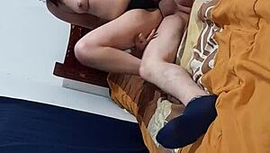 Homemade couple enjoys domination ass worship with huge big ass latina neighbor in sexy lingerie