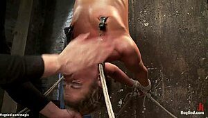 Bound Lesbian Slave Endures Upside-Down Deepthroat Gagging And Brutal Anal Torment