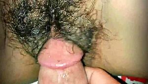 next door chubby wife and hubby go close-up with hairy pussy action