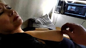 im pulling my whore's huge nipples hard... come on bitch show these guys your sloppy cunt ride