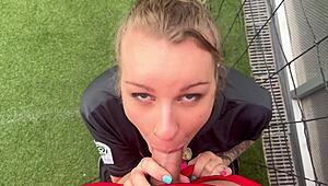 belle delphine style outdoor facial cumshot in garden before french game 💦🇫🇷