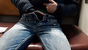 i risk it all masturbating skinny jeans pussy on crowded public train to orgasm